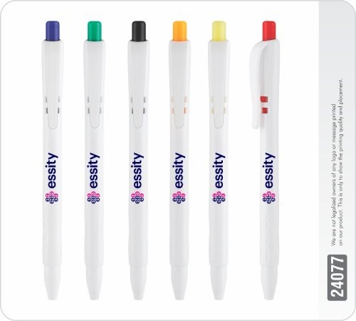 Easy Knock White Opac Mix Color Plunger Ball Pen 24077