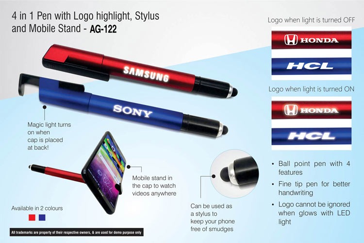 4 in 1 Pen with Logo highlight stylus and mobile stand AG 122
