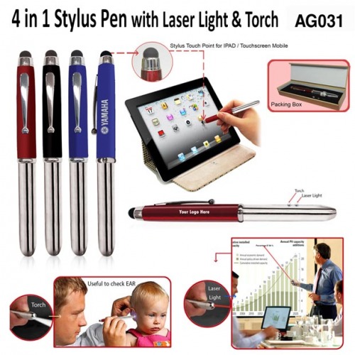 4 in 1 Stylus Pen with Laser Light & Torch AG 031