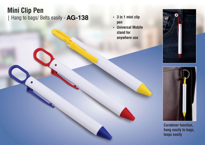 Mini clip pen Hang to bags belts easily AG 138
