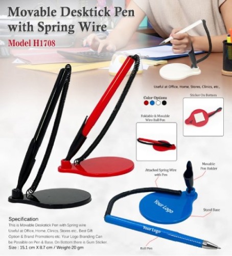 Movable Deskstick Pen With Spring Wire H 1708
