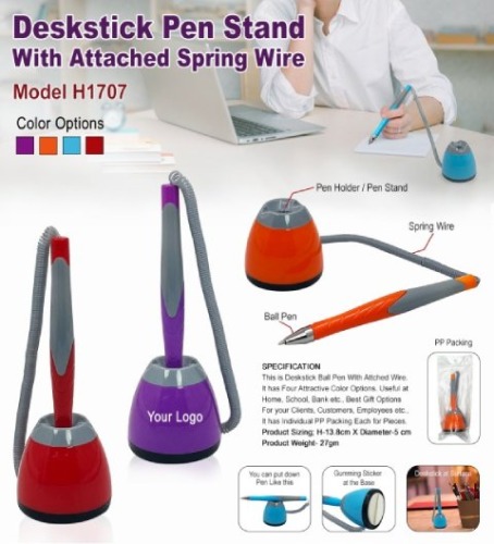 Desk Stick Pen Stand With Attached Spring Wire H 1707